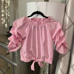 Pink and white mid sleeve
